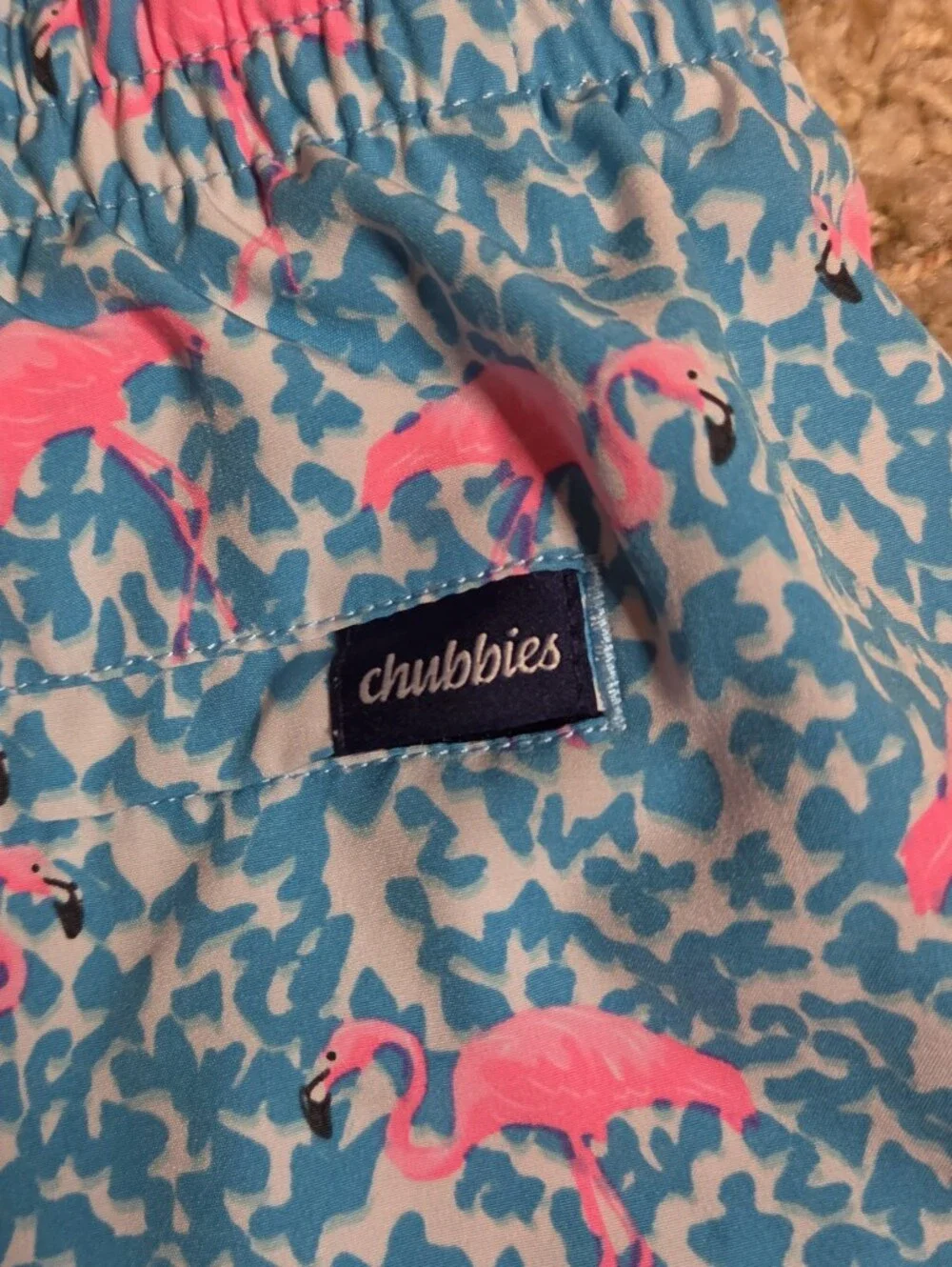 Chubbies 5.5 Inch Inseam Blue & Pink Flamingo Print Shorts